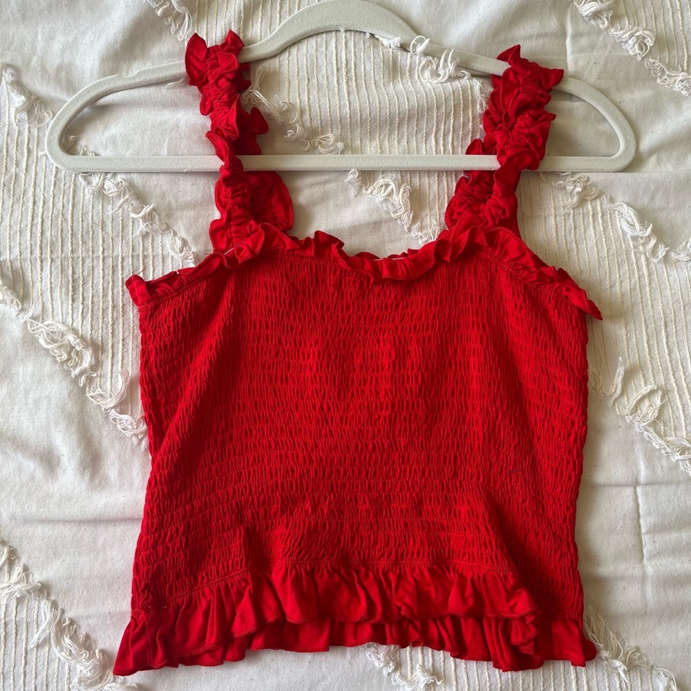 Red Ruffle Tank